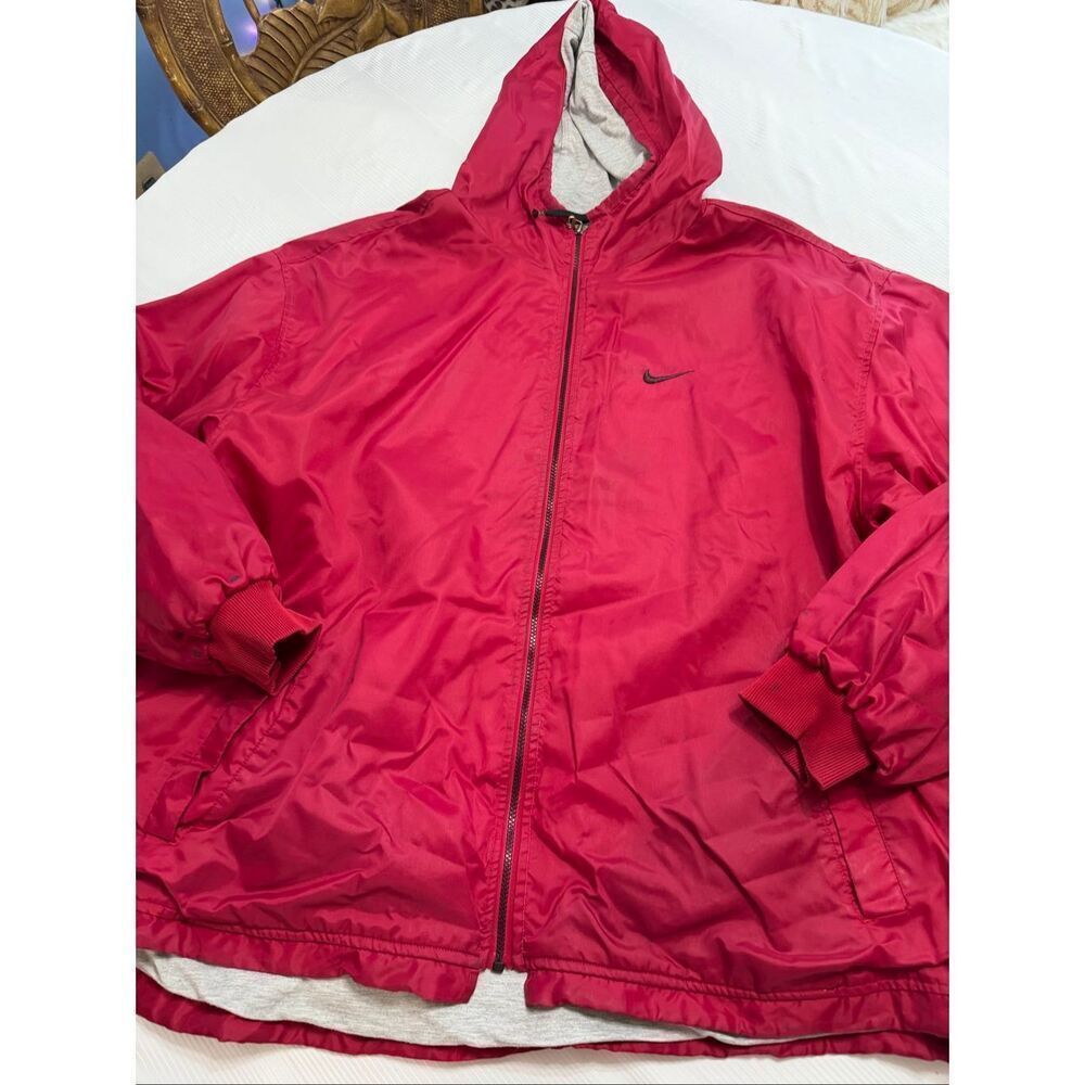 Vintage 90s Nike Reversible Windbreaker Jacket Full Zip Hooded Red Grey Mens XXL
